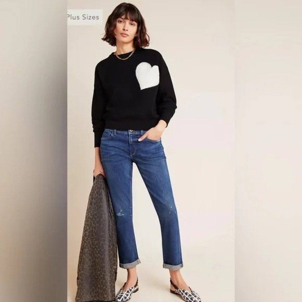 Pilcro and the Letterpress Anthropologie Slim Boyfriend Jeans Blue 25 Distressed